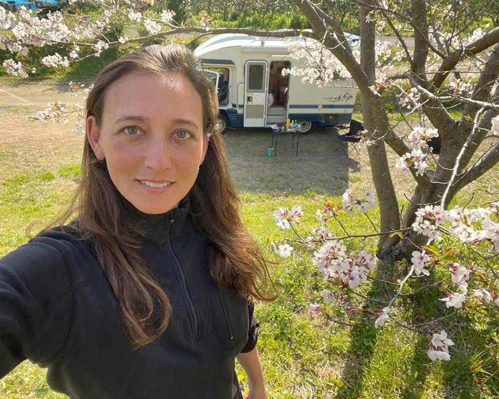 Sakura and campervan