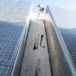 Modern architectural detail in Ginza, Tokyo, showcasing innovative design on a Japan tour.